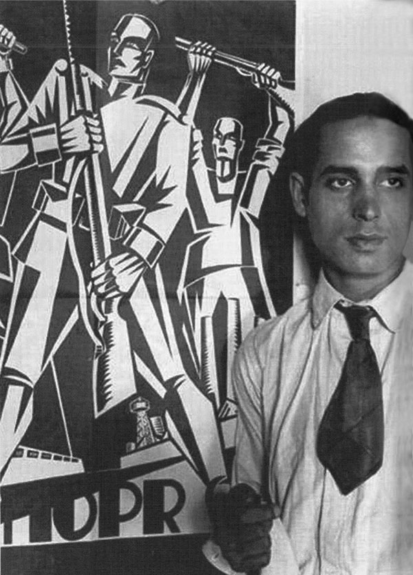 Helios Gómez with a work. Crónica, 1929