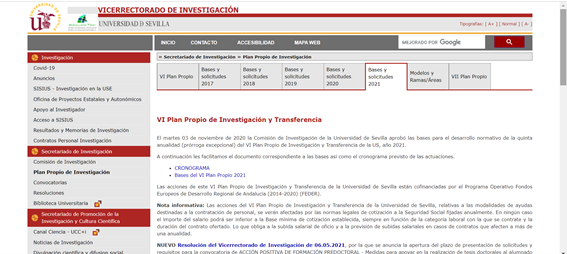 VI Plan Propio de Investigación y Transferencia